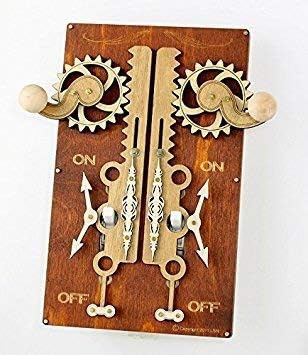 Double Rack & Pinion Brown Wood Light Switch Plate - LeafyLoom