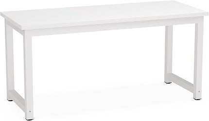 Tribesigns Computer Desk, 63 inch Large Office Desk Computer Table Study Writing Desk for Home Office, White - LeafyLoom