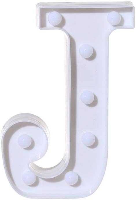 LED Marquee Letter Lights Sign 26 Alphabet Light Up Letters Sign for Night Light Wedding Birthday Party Battery Powered Christmas Lamp Home Bar Decoration (J) - LeafyLoom