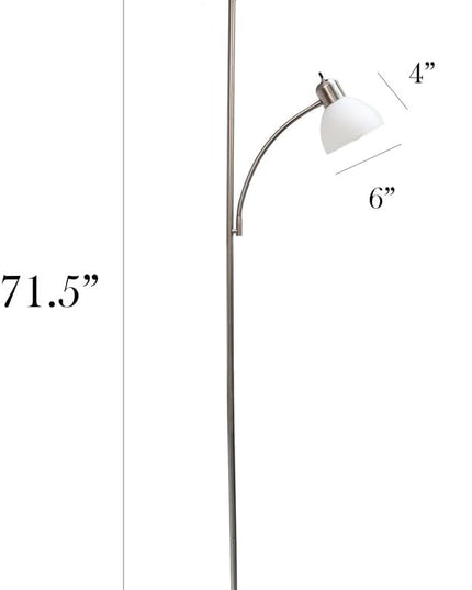 Simple Designs LF2000-BSN-2PK Floor Lamp with Reading Light 2 Pack, Brushed Nickel - LeafyLoom