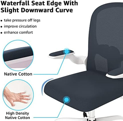 Ergonomic Office Chair, Comfort Swivel Home Office Task Chair, Breathable Mesh Desk Chair, Lumbar Support Computer Chair with Flip-up Arms and Adjustable Height - LeafyLoom