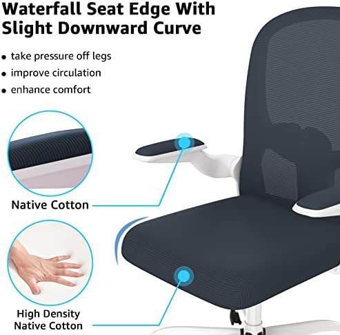 Ergonomic Office Chair, Comfort Swivel Home Office Task Chair, Breathable Mesh Desk Chair, Lumbar Support Computer Chair with Flip-up Arms and Adjustable Height - LeafyLoom