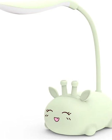 Cute Deer Lamp USB Rechargeable Reading Light,LED Desk Lamp for Kids, Portable LED Table Light, Flexible Gooseneck Eye-Care Cartoons Small Desk Lamp Girls Gifts (Green) - LeafyLoom