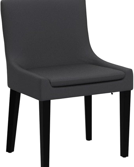 COLAMY Modern Dining Chairs Set of 6, Upholstered Corduroy Accent Side Leisure Chairs with Mid Back and Wood Legs for Living Room/Dining Room-Grey - LeafyLoom
