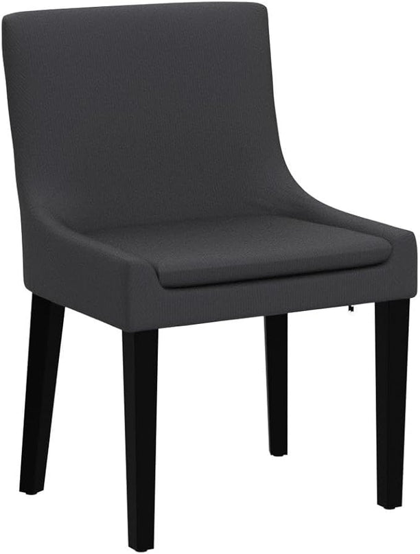 COLAMY Modern Dining Chairs Set of 6, Upholstered Corduroy Accent Side Leisure Chairs with Mid Back and Wood Legs for Living Room/Dining Room-Grey - LeafyLoom