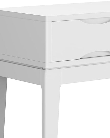 SIMPLIHOME Harper SOLID HARDWOOD 54 Inch Wide Mid Century Modern Console Sofa Table in White, For the Living Room, Entryway and Bedroom - LeafyLoom