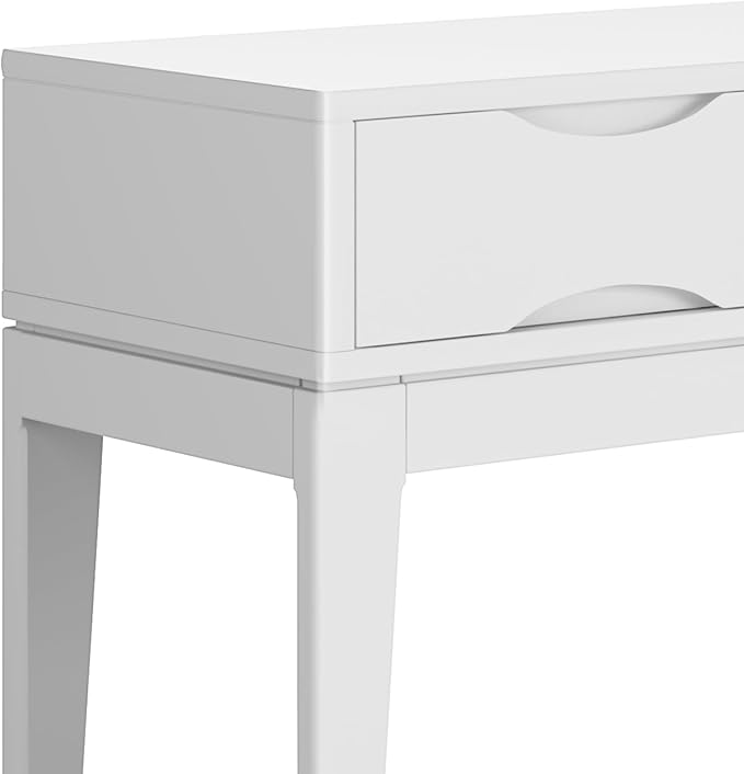 SIMPLIHOME Harper SOLID HARDWOOD 54 Inch Wide Mid Century Modern Console Sofa Table in White, For the Living Room, Entryway and Bedroom - LeafyLoom
