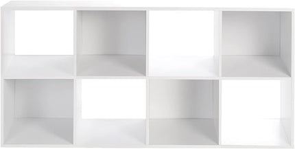 PACHIRA E-Commerce US Storage Cabinet 8-Cube, White Bookcase with Wooden Frame, Open Closet Standing Nursery Book Shelving Organizer Fits 11 Inch Storage Bin - LeafyLoom