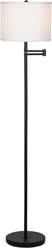 Catalina Lighting 24288-000 Traditional Swing Arm Floor Lamp for Office, Living Room, Dorm or Bedroom, Smart Home Compatible, Bulb Not Included, 60", Black - LeafyLoom