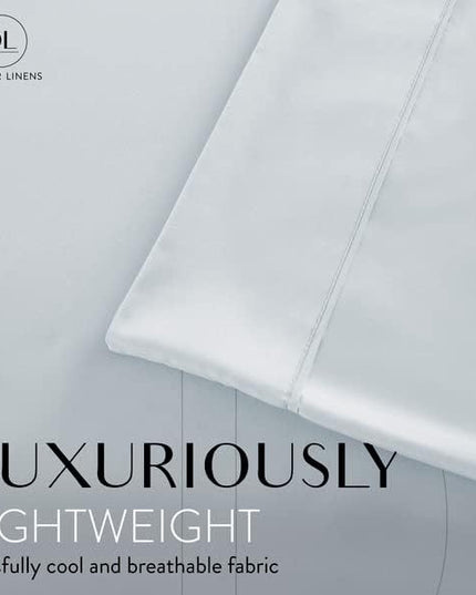 Danjor Linens Queen Sheet Set - 6 Piece Set including 4 Pillowcases - Deep Pockets - Breathable, Soft Bed Sheets - Wrinkle Free - Machine Washable - Ice Blue Sheets for Queen Size Bed - 6 pc - LeafyLoom