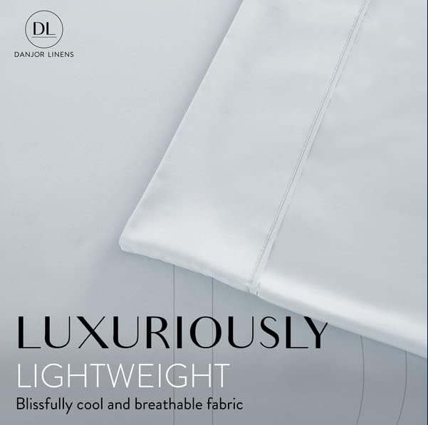 Danjor Linens Queen Sheet Set - 6 Piece Set including 4 Pillowcases - Deep Pockets - Breathable, Soft Bed Sheets - Wrinkle Free - Machine Washable - Ice Blue Sheets for Queen Size Bed - 6 pc - LeafyLoom