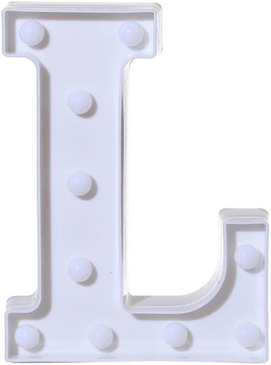 LED Marquee Letter Lights Sign L 26 Alphabet Light Up Letters Sign for Night Light Wedding Birthday Party Battery Powered Christmas Lamp Home Bar Decoration (L) - LeafyLoom