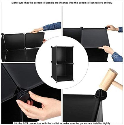 C&AHOME Cube Storage, 2-Cube Organizer Units, Plastic Closet Storage Shelves, DIY Book Shelf, Modular Bookcase, Cabinet Ideal for Bedroom, Living Room, Home Office, 12.4" L x 12.4" W x 24.8" H Black - LeafyLoom