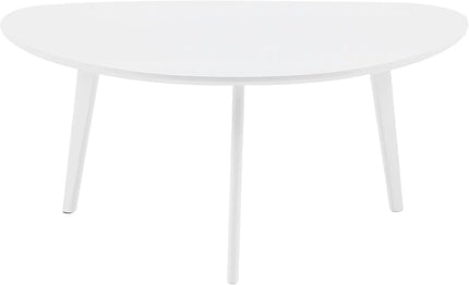 FIRMINANA Small White Oval Coffee Table for Small Space,Simple Modern Table for Small Apartment or Livingroom Corner,White,18.9" D x 33.47" W x 15.75" H - LeafyLoom