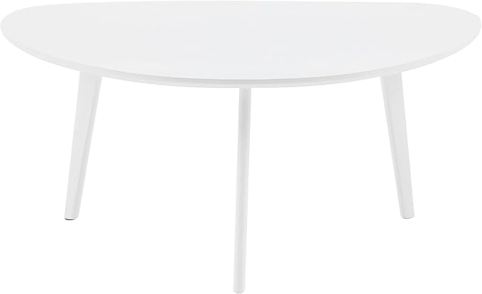 FIRMINANA Small White Oval Coffee Table for Small Space,Simple Modern Table for Small Apartment or Livingroom Corner,White,18.9" D x 33.47" W x 15.75" H - LeafyLoom