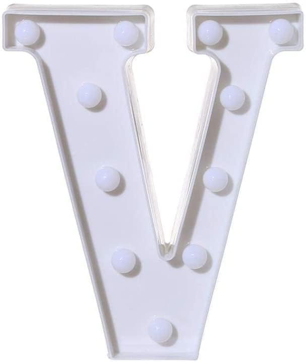 LED Letter Lights Sign I Light Up Letters Sign for Night Light Wedding Birthday Party Battery Powered Christmas Lamp Home Bar Decoration (V) - LeafyLoom