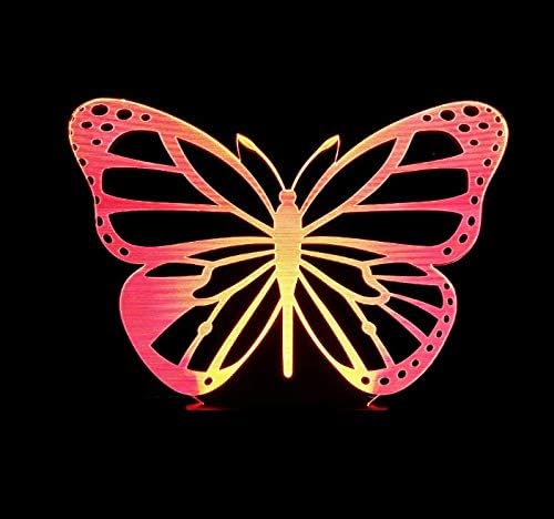 Butterfly Girl's Lamp 3D Illusion Night Lights Girl's Birthday Gifts - Multi Colors Changing Bedroom Decorative Arts Gifts for Female (Butterfly) - LeafyLoom