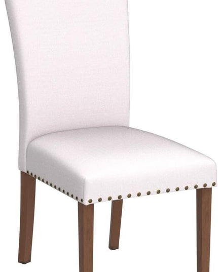 Parsons Dining Chairs Set of 6, Upholstered Nailhead Dining Room Kitchen Side Chair with Thick Cushions and Wood Legs, Beige - LeafyLoom