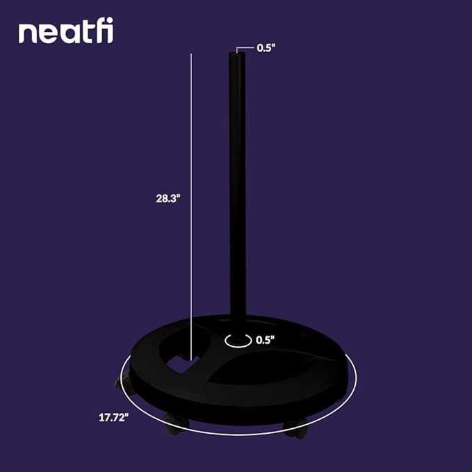 Neatfi 6-Wheel Rolling Base Floor Stand, Compatible for LED Desk Lamp and Magnifying Lamps, Versatile Stand for Work, Study, and Needlework (Black) - LeafyLoom