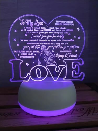 Night Light I Love You Valentine Gifts Love Heart Acrylic 3D LED USB 7 Colors Change LED Table Lamp Xmas Toy Gift for Girlfriends or Boyfriends Wife Husband - LeafyLoom