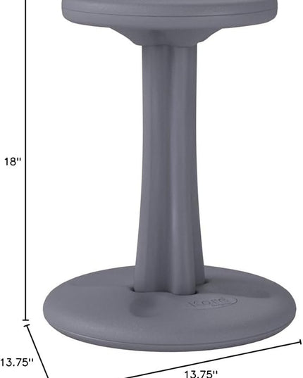 Kore Kids Pre-Teen Wobble Chair - Flexible Seating Stool for Classroom, Home & School, ADD/ADHD - Made in The USA - Age 10-11, Grade 5-6, Grey (18.7in) - LeafyLoom