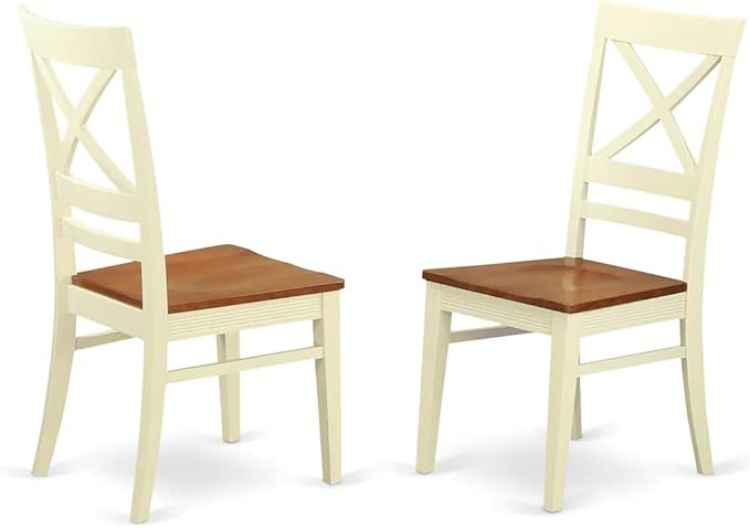 East West Furniture ANQU5-WHI-W 5 Piece Dinette Set for 4 Includes a Round Kitchen Table with Pedestal and 4 Dining Chairs, 36x36 Inch - LeafyLoom