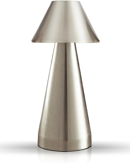 Portable Metal Desk Lamp, Cordless Metal LED Table Lamp,3 Color Touch Control Rechargeable Lamp,3-Levels Brightness Room Decor Desk Lamp,Bedside Lamp,Dining Room Lamp (Silver) - LeafyLoom