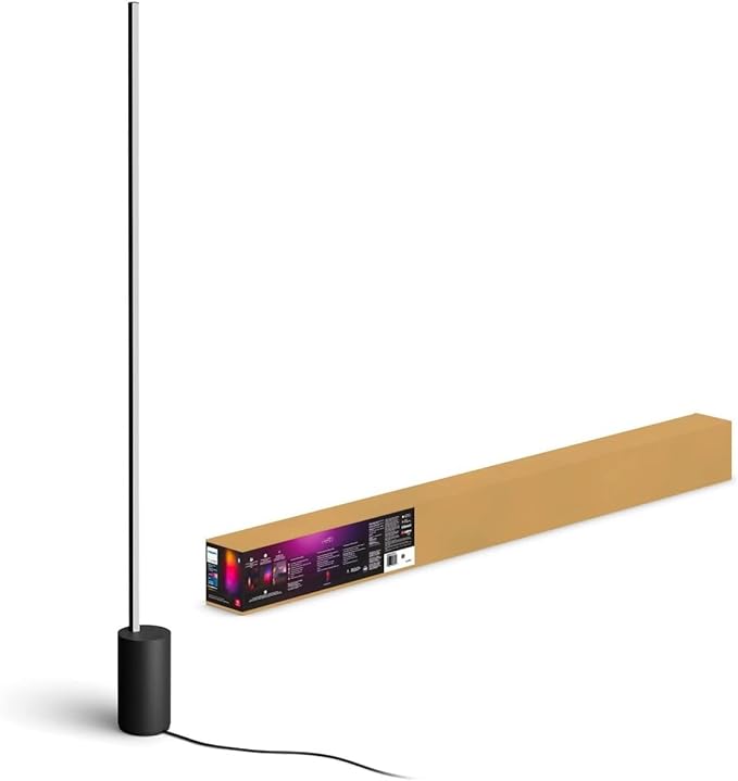 Philips Hue Gradient Signe Floor Lamp, Compatible with Alexa, Apple Homekit and Google Assistant, Bluetooth Compatible, Flowing Multicolor Effect, Black, 1 Count (Pack of 1) - LeafyLoom