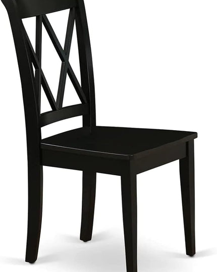 East West Furniture NOCL5-BLK-W 5 Piece Dining Table Set for 4 Includes a Rectangle Kitchen Table with Butterfly Leaf and 4 Dinette Chairs, 32x54 Inch, Black - LeafyLoom