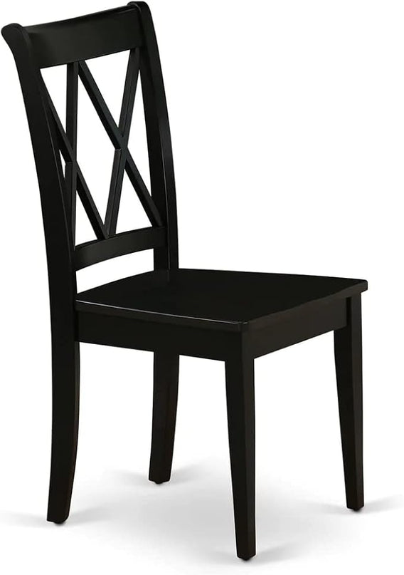 East West Furniture NOCL5-BLK-W 5 Piece Dining Table Set for 4 Includes a Rectangle Kitchen Table with Butterfly Leaf and 4 Dinette Chairs, 32x54 Inch, Black - LeafyLoom