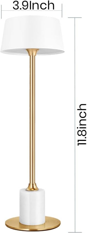 Cordless Table Lamp,Rechargeable and Battery Operated, Powered by 4000mAh Battery, 42-Hour Run Time, 3 Level Dimmable, White and Gold Lamp for Bedrooms, Restaurant, Buffet, Patio - LeafyLoom