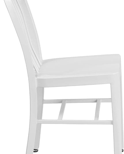 Flash Furniture Commercial Grade White Metal Indoor-Outdoor Chair - LeafyLoom