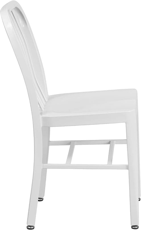 Flash Furniture Commercial Grade White Metal Indoor-Outdoor Chair - LeafyLoom