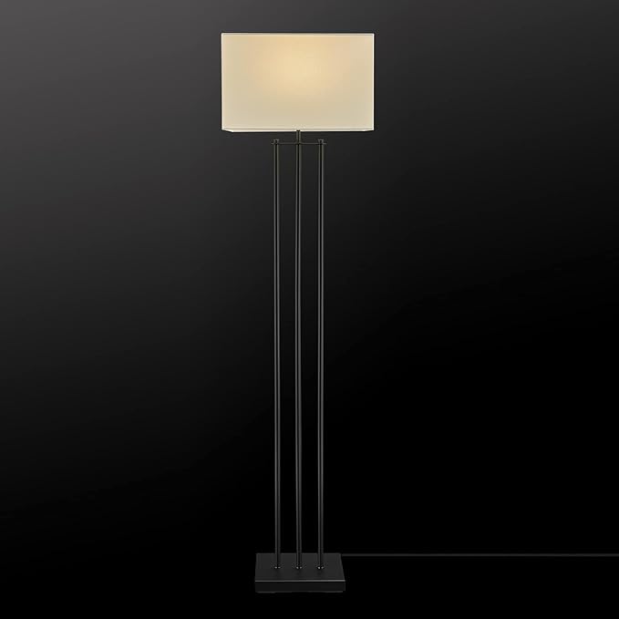Globe Electric 67522 Ricci 62" Floor Lamp, Matte Black, White Fabric Shade, On Off Switch on Socket - LeafyLoom