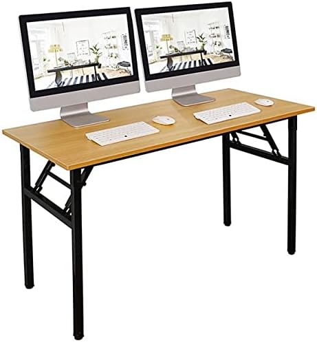 SogesGame Computer Desk, 47 Inch Modern Simple Style Folding Tables, Home Office Writing Desk, Folding Table, No Install Needed, Teak Black - LeafyLoom