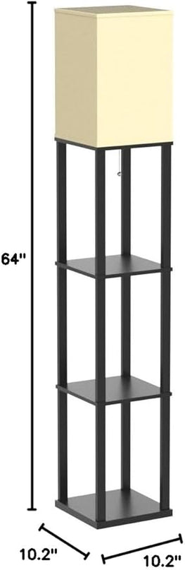 addlon Floor Lamp with Shelves with LED Smart RGB Bulb, 4-Tier Modern Shelf Display for Living Room, Bedroom and Office - Black - LeafyLoom