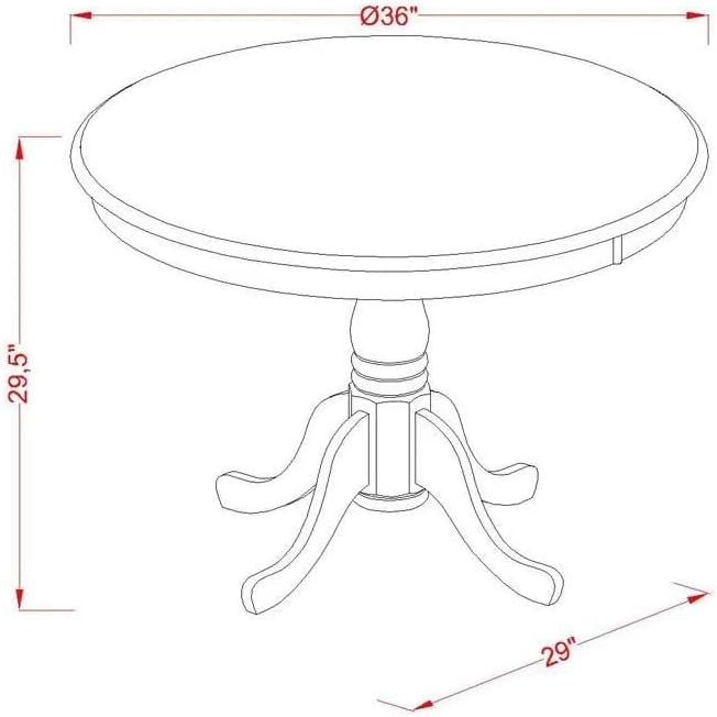 East West Furniture ANBA3-MAH-18 3 Piece Dinette Set for Small Spaces Contains a Round Kitchen Table with Pedestal and 2 Brown Linen Fabric Parsons Chairs, 36x36 Inch - LeafyLoom