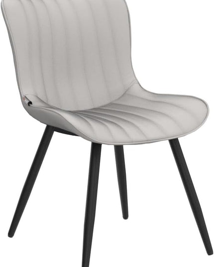 YOUNUOKE Grey Dining Chairs Set of 2 Upholstered Mid Century Modern Kitchen Chairs Armless Faux Leather Accent Guest Chair with Back Metal Legs for Guest Reception Waiting Living Room - LeafyLoom