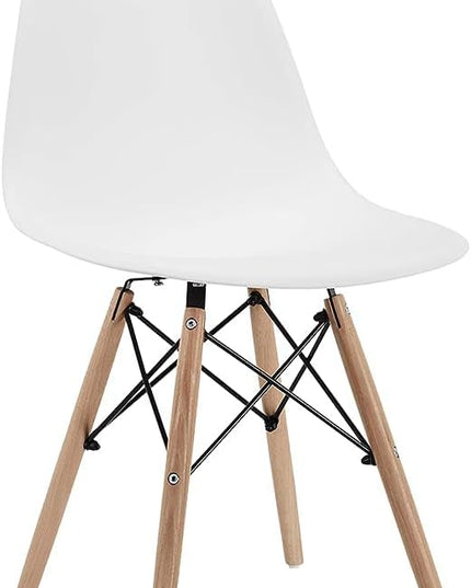 CangLong , Modern Mid-Century Side Chair with Natural Wood Legs for Kitchen, Living Dining Room, White - LeafyLoom