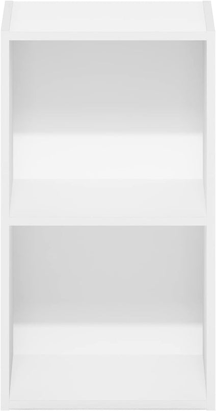 Furinno Luder Bookcase / Book / Storage, 2-Tier Cube, White - LeafyLoom