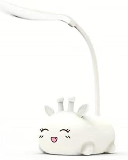 Cute Deer Lamp USB Rechargeable Reading Light,LED Desk Lamp for Kids, Portable LED Table Light, Flexible Gooseneck Eye-Care Cartoons Small Desk Lamp Girls Gifts (White) - LeafyLoom