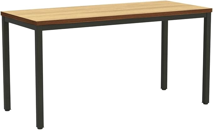 BIBOC 24X55 inches Computer Desk/Dining Table, Office Desk, Composite Wood Board Sturdy Writing Workstation for Home Office Walnut and Black Legs - LeafyLoom