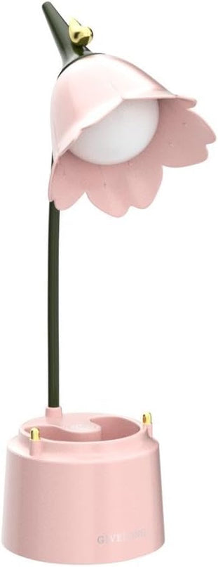 Pink Cute Desk Lamp for Kid, Rechargeable LED Lamp with USB Charging Port, Flexible Gooseneck, 3 Color Modes & Stepless Dimming, Table Lamp for College Dorm Bedroom Reading - LeafyLoom