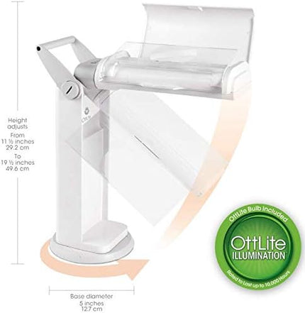 OttLite 13 Watt Magnifier Task Lamp with 2X Magnification and Swivel Base, Green - LeafyLoom