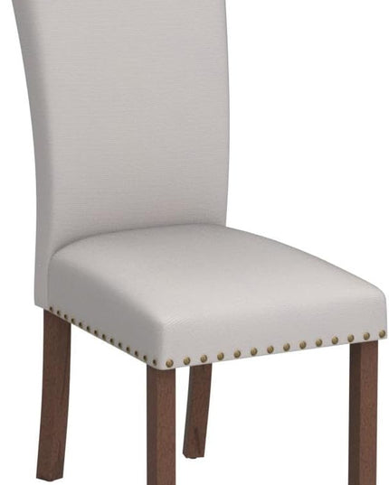 COLAMY Upholstered Fabric Dining Chairs Set of 6, High Back Padded w/Nailed Trim & Solid Wood Legs, Classic Parsons Side Chair for Home/Kitchen/Living Room-Beige - LeafyLoom
