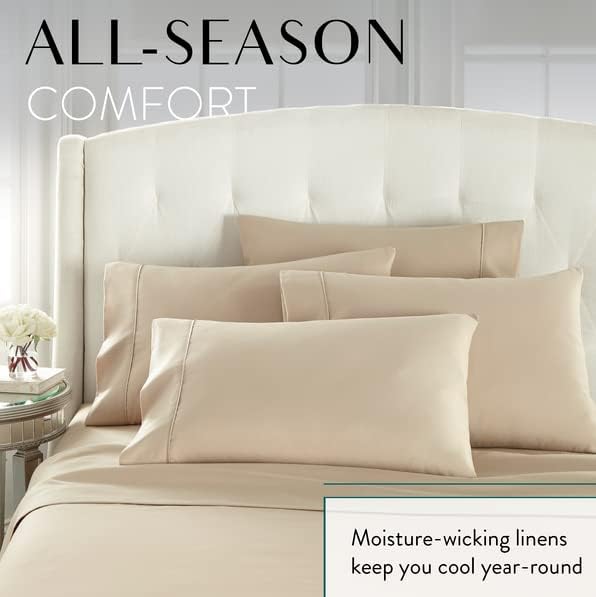 Danjor Linens King Size Sheets Set - 6 Piece Set Including 4 Pillowcases - Deep Pockets - Breathable, Soft Bed Sheets - Wrinkle Free - Machine Washable - Taupe King Bed Sheets - 6 pc - LeafyLoom