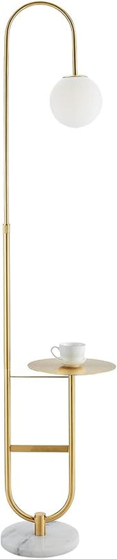 Floor Lamp with Shelf, Functional Bedside Lamp with Marble Table for Bedroom, Living Room or Office (with Mable Table) - LeafyLoom