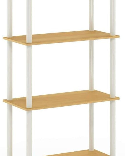Furinno (99557BE/WH) Turn-N-Tube 4-Tier Multipurpose Shelf Display Rack - Beech/White - LeafyLoom