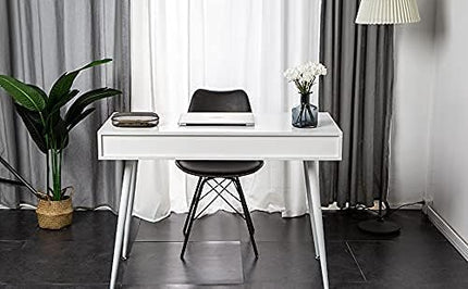 soges Mid Century Desk with Drawers, 3-Drawer Writing Study Desk, 43.3 inches Home Office Computer Desk for Small Space, Multifunctional Vanity Table Desk, White - LeafyLoom