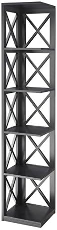 Convenience Concepts Oxford 5 Tier Corner Bookcase, Black - LeafyLoom